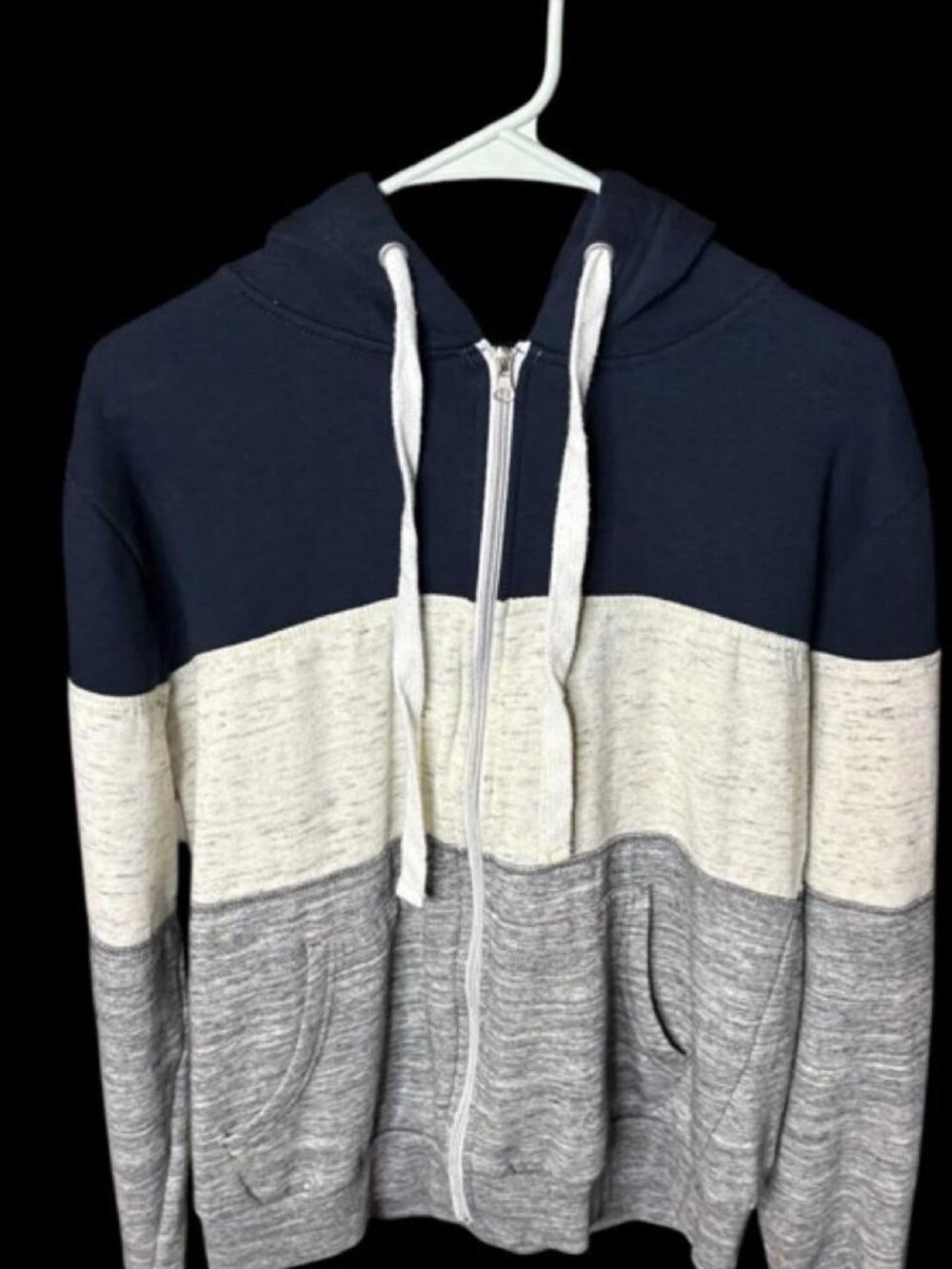 120-Doublju Tri-Color Block Zip-Up Hoodie Jacket...